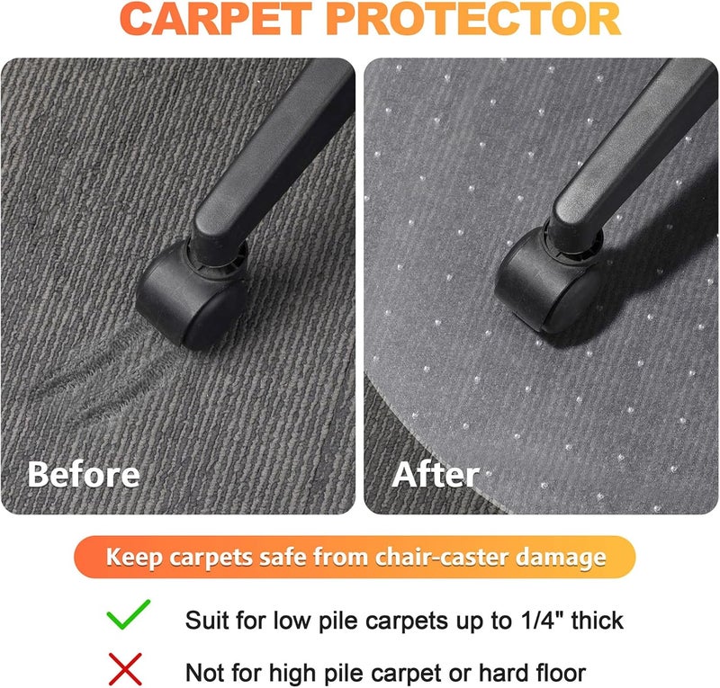TONOS Chair Mat for Carpet- Low Pile (1/4" Thick) Carpet Protector for Office Gaming Computer Desk Chair. Heavy Duty Desk Chair Mat for Carpeted Floors, Semi Transparent (round-39in) - Image 5